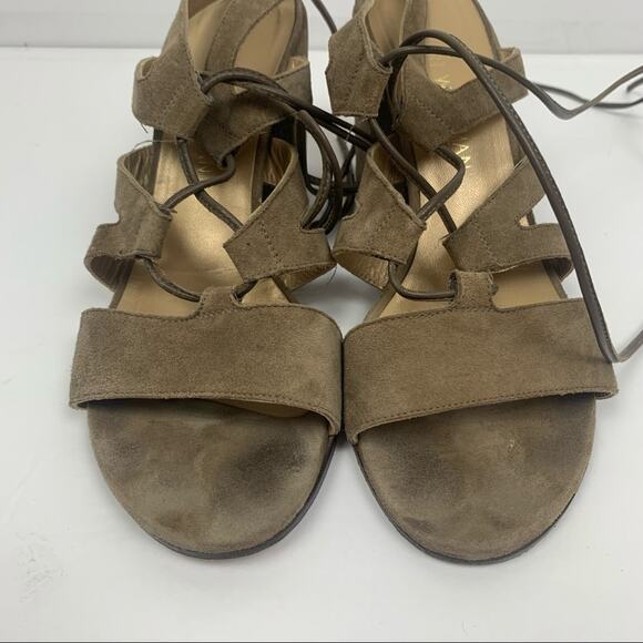 Stuart Weitzman Suede Lace Up Block Heel Sandals - Picture 3 of 10